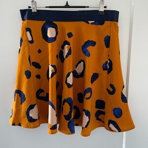 Phillip Lim Mustard Skater Skirt with Navy and Cream Spots